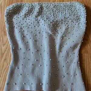 Cache Metallic Knit Top w/pearls size L